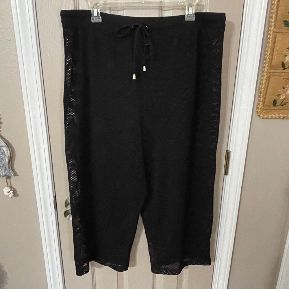 Westbound Beach Y2K black ankle length drawstring mesh beach pants. Sz. XL.